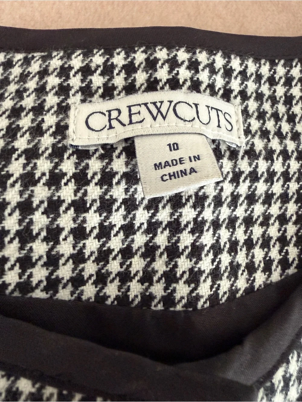Crewcuts Girls' patch-pocket dress in houndstooth • size 10 • CC149